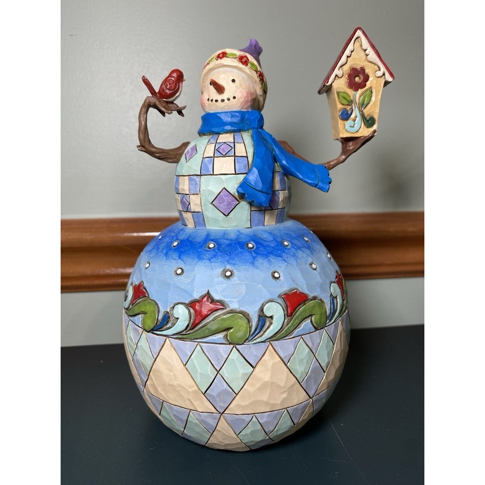 JIM SHORE Figurine NO PLACE LIKE HOME Snowman Snowwoman Birdhouse Christmas